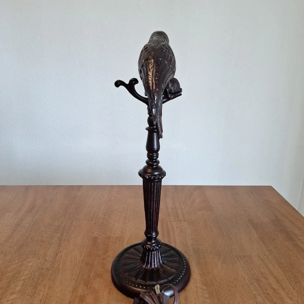 Vintage Art Deco Cast Iron Parrot W/ Lantern Lamp Working 18